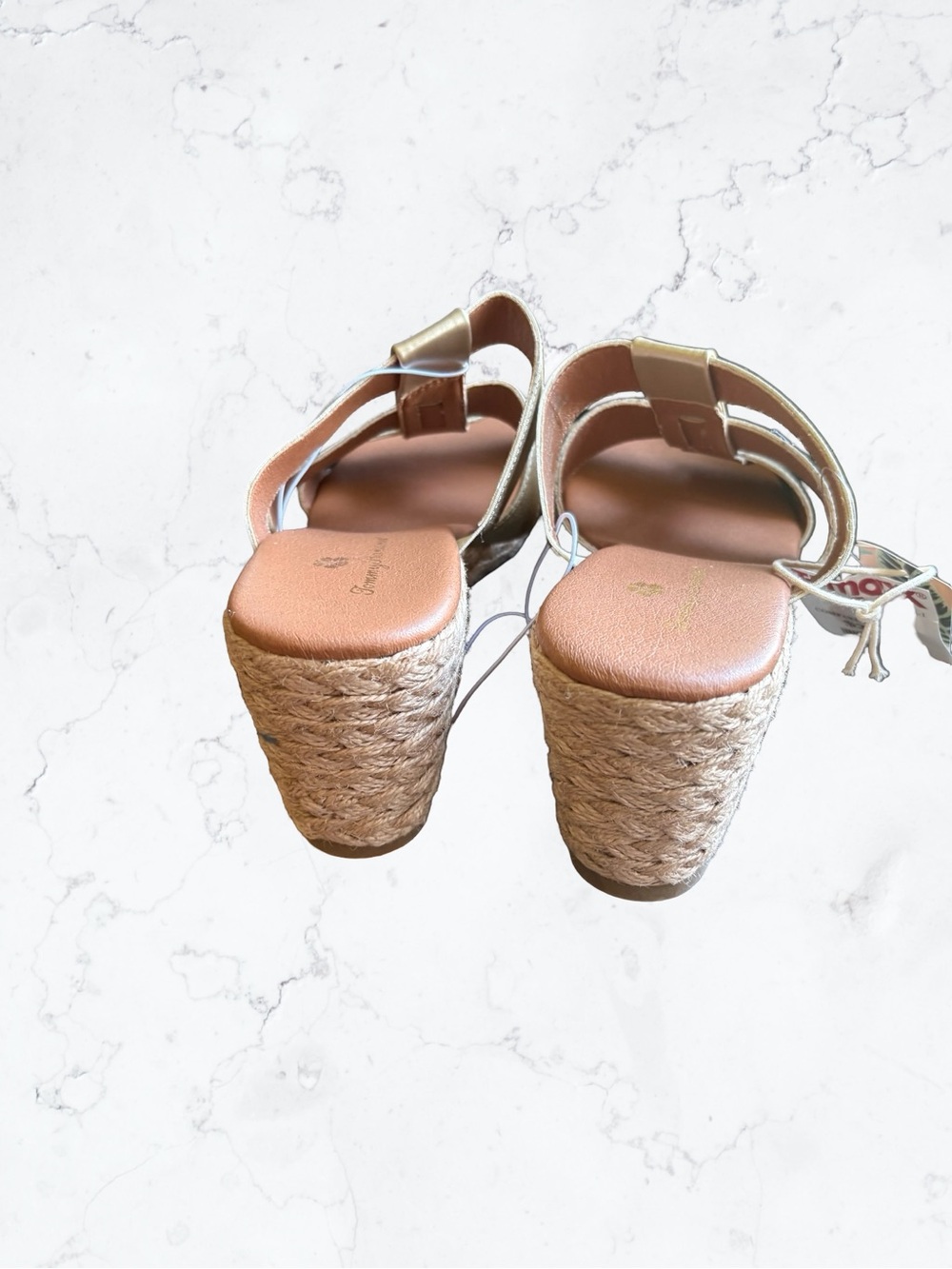 Tommy Bahama Metallic Gold Wedge Sandals - Picture 6 of 7